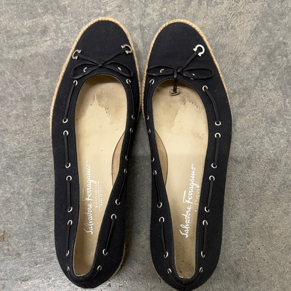 Salvatore Ferragamo Black Canvas Espadrilles - Picture 3 of 5